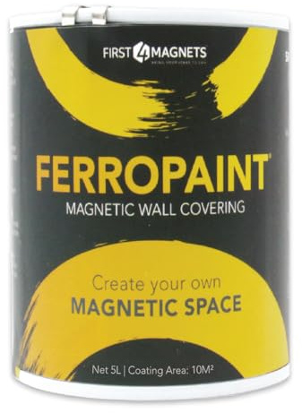 Ferropaint® Charcoal Magnetic Lack Für Wände, Schlafzimmer, Büro, Küche, Spielzimmer, Klassenzimmer, Diy und Renovierung - 5 Liter - 5 Dosen