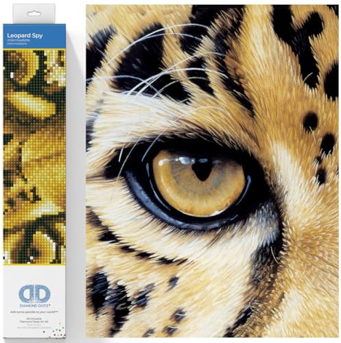 DIAMOND DOTZ Painting, Beginner Kit, Fabric, Leopard Spy, 50 x 23cm
