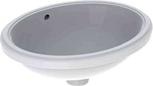 Keramag Geberit VariForm Unterbauwaschtisch oval, 420x330mm, ohne Hahnloch, mit Überlauf, Farbe: Weiß - 500.749.01.2