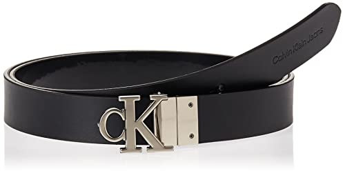 Calvin Klein Jeans Damen Mono Hardware REV 25MM Gürtel, Black/Fashion Black, 75