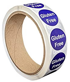 Glutenfreie Lebensmittel-Etiketten, 2,5 cm, runde Kreise Punkte [500 Aufkleber-Rolle]