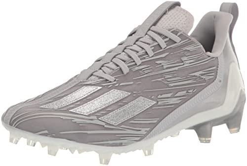 adidas Men's Adizero Football Shoe, Grey/Silver Metallic/White, 7.5