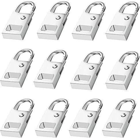 12 Stück Reissverschluss Zipper Pull, Zipper Tags, Reissverschluss Zipper Pull Tabs Ersatz, Abnehmbar, Glatt und Langlebig, für Gepäck, Koffer, Mantel, Tasche, Stiefel (Silber)