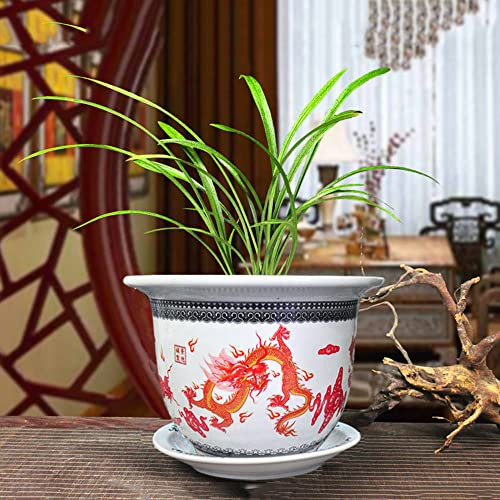 WLBHWL Antique Chinois Famille Rose Porcelaine Fleur De Lotus Pot De Fleurs Rétro Décoration en Céramique Chinois Pot De Fleur Culture Orientale 1380 Degrés Haute Cuisson