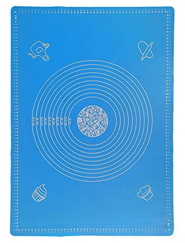 70x50cm Silikonmatte Baking Mat Nonstick Rutschfeste Backunterlage mit Messungen Fondant Teig Gebäck Groß Backmatte Teigmatte Wiederverwendbar(Blau)