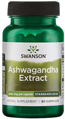 Swanson, Ashwagandha Extract (Extracto de Ashwagandha), 450mg, Estandarizado en Withanolide, 60 Cápsulas, Testado en Laboratorio, Sin Soja, Sin Gluten, No GMO