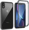 Leedia 360 Grad Hülle Kompatibel mit iPhone XR Hülle Ganzkörper Eingebautem Glas Displayschutz Stoßfest Schutzhülle Transparent Clear Durchsichtig Handyhülle für iPhone XR 6.1 Schwarz