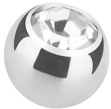 Piercingfaktor Piercing Ersatz Schraubkugel Kugel Verschluss Verschlusskugel Ersatzteile Edelstahl Silber mit Strass Kristall 3mm x 1,2mm Clear Transparent