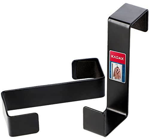 KADAX Türhaken aus Stahl, Halter für Tür, Türgarderobe, Kleiderhaken ohne Bohren, Haken zum einhängen, Türgarderobenhaken, Duschhaken, Haken für Schranktür (2, Schwarz)