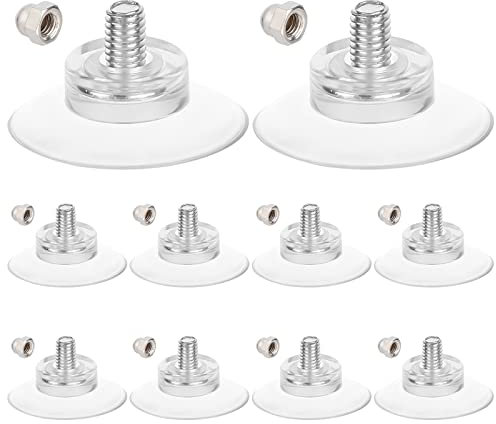 GORGECRAFT 12PCS Targa Ventose Ganci Trasparenti Diametro 32Mm Forti Ventose Portabiceri Bagno Cucina Mensola Accessori con Ferro M6 Dado per Panno Ombra Piatto Acrilico