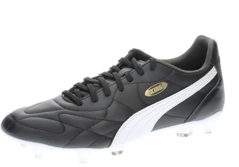 PUMA Unisex King Top Mxsg Soccer Shoe, Black White Gold, 46 EU