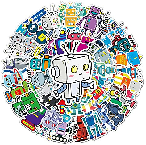 Roboter Aufkleber für Laptop (50 PCS),Geschenk für Kinder Jugendliche Erwachsene Jungen,Robots Robotics Stickers Wasserdicht Vinyl Aufkleber für Scrapbook,Skateboard,Auto,Gepäck