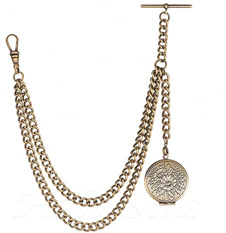 Albert Taschenuhrkette mit Medaillon, Bronze, 30,5 cm, bronzefarben, Bronze, 30.4 cm