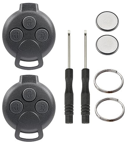 2 Stück 3 Tasten Schlüssel Fernbedienung Gehäuse für SMART 451 Fortwo Forfour Roadstar Kein Schlüsselrohling (Kein Schlüsselrohling Mit Batterie)