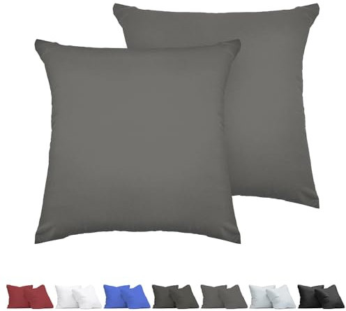 aboveBED Kissenbezug 50 x 50 (2er-Set), Grau, Kopfkissenbezug 50x50 cm aus 100% Mikrofaser, Kissenbezug mit Reißverschluss, Weich und Atmungsaktiv, Waschbare