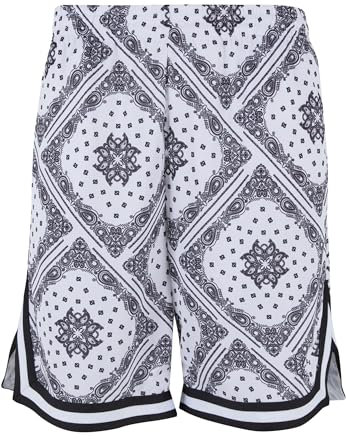 Karl Kani Herren KU232-017-1 KK Woven Signature Paisley Mesh Shorts White/Black, M