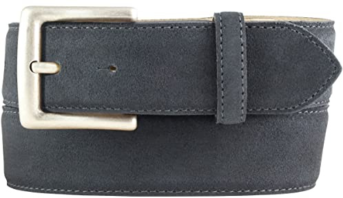BELTINGER Gürtel aus Veloursleder mit altsilberner Gürtelschnalle 4 cm | Velour-Ledergürtel 40mm | Wildleder-Gürtel alt-silber 4cm