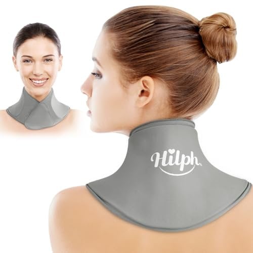 Hilph Neck Ice Pack for Injuries, Flexible Gel Ice Pack Wrap for Neck and Cervical Hot Cold Therapy for Sports Injuries, Swelling, Neck Pressure, Cervical Surgery - Grey