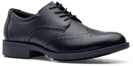 Shoes for Crews Executive Wing Tip IV – Bequeme Berufsschuhe, Obermaterial Leder, Verstellbarer Riemen, wasserabweisend, Rutschhemmende Laufsohle, OB E SRC – für Herren