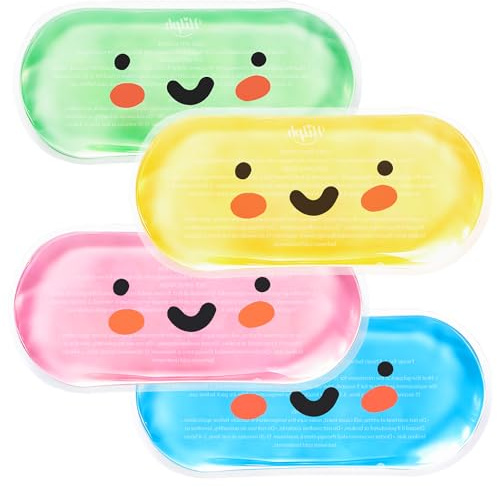 Hilph Kids Ice Packs for Injuries Reusable, 4 Packs Cold Compress for Kids | 2.5x 5.3 Kid-friendly, Colorful Gel Ice Packs for Kids, Boo Boos, Bumps, Bruises, Fever, Wisdom Teeth, Breastfeeding