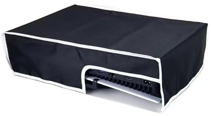 Roipin Horizontale staubdichte Schutzhülle für PS5, schlanke Spielkonsolenschutz, kratzfest, staubdicht, Zubehör für PS5 Slim Console Digital Edition & Disc Edition (Schwarz)