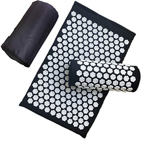 Eighosee Akupressurmatte Akupressurkissen Set Lindert Rückenschmerzen Nackenschmerzen Muskelentspannung mit Tragetasche Schwarz