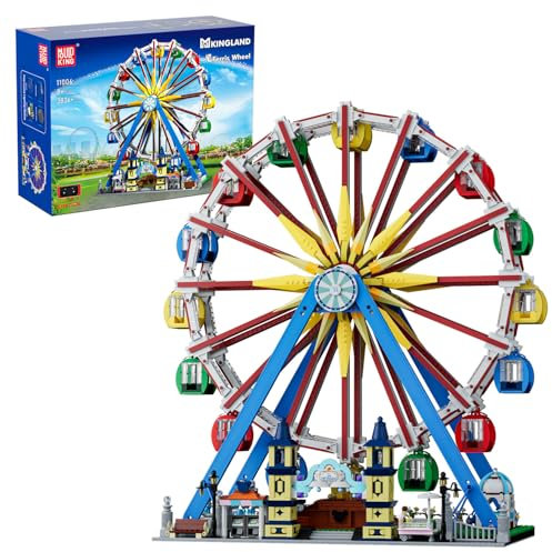 Mould King 11006 Ferngesteuert Riesenrad Bausteine Karneval Ferris Wheel Klemmbausteine mit Beleuchtet und Musik Große Vergnügungspark-Erholungsanlage (3836 Teile)