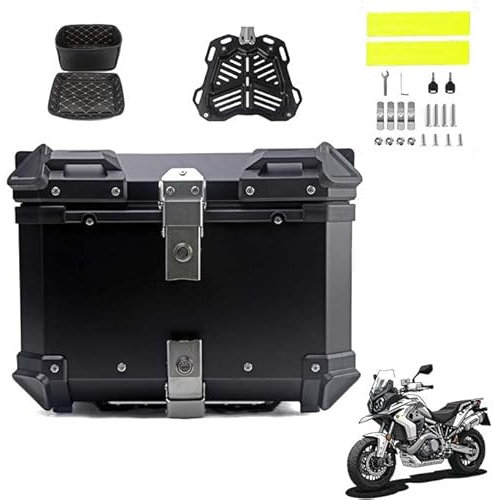 BLAFT Motorradkoffer Topcase für Kawasaki Versys650 Versys 650 Vulcan 650 S, Wasserdicht Topcase Aluminium Motorrad Heckbox Reisen Motorradkoffer für Lagerung Helm Motorradkoffer,45L-Black