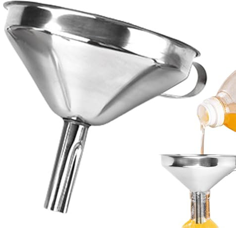 Metal Funnels - Stainless Steel Funnel | Metal Funnels for Transferring of Liquid | Funnel With Screen Filter, Funnel Strainer Fine Mesh, Stainless Funnel, Oil Strainer Funnel for Baking, Liquids