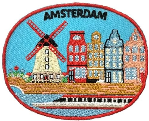 Netherlands Amsterdam Flag Shield Patch (3 Inch) Embroidered Iron-on or Sew-on Badge Travel Europe Souvenir Holland Emblem Perfect for Jackets, Hats, Backpacks, Shirts, Caps, DIY Gift Patches