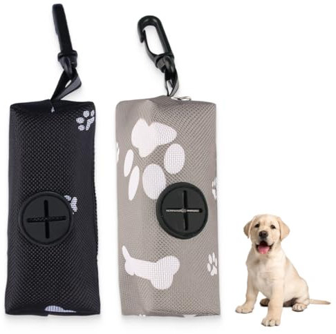 KOLZEMV 2 Stück Hundekotbeutel-Spender, Tragbarer Kotbeutel-Spender mit Reißverschluss, Passt Jede Hundeleine für Gassi