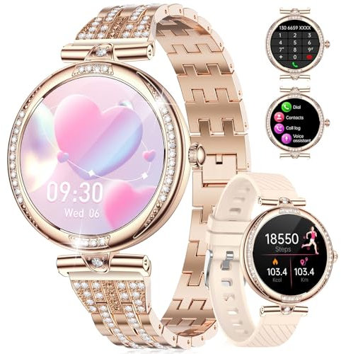 LIGE Smart Watches for Women(Answer/Make Calls),1.19 AMOLED Screen Always-on Display Women Smartwatch for Android iOS with Heart Rate,Calorie Tracker 100+ Sports Modes Ladies Smart Watch Glod