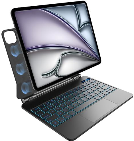 pankeybd Keyboard Case for iPad Air 11 inch (M3 2025/M2 2024),iPad Air 5th/4th Gen and iPad Pro 11 inch(4th,3rd,2nd,1st Gen),7 Colour Backlit, Multi-Touch Trackpad, Floating Magnetic Design, Black
