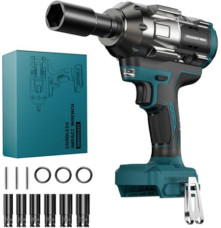 Avvitatore a Impulsi 1200 Nm, 1/2 Avvitatore ad Impulsi a Batteria Brushless, Compatibile con Batteria Ma-kita 18 V, 4 Velocità, Avvitatore a Massa Battente per Auto a Batteria, Senza Batteria