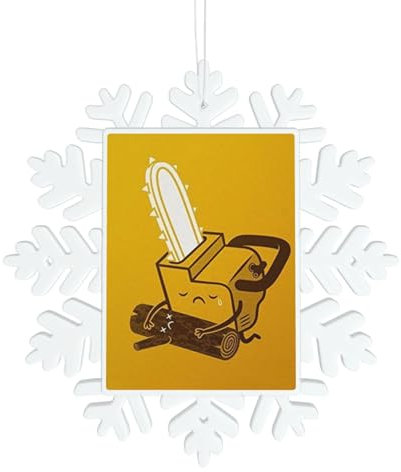 Niedliche Weinende Kettensäge Weihnachtsdekoration Ornamente Personalisierter Druck Benutzerdefinierte hängende Keramik Schneeflocke Dekoration