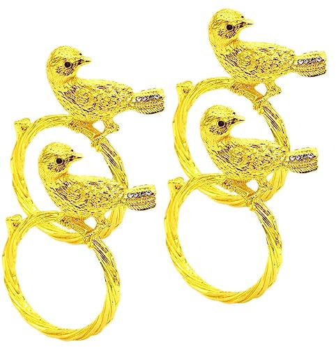 Cabilock 4stücke Vögel Serviettenringe Dekoration Für Hochzeiten Abendessen Feiertage Und Partys Goldfarbene Napkin Buckles Für Stilvolle Tischarrangements