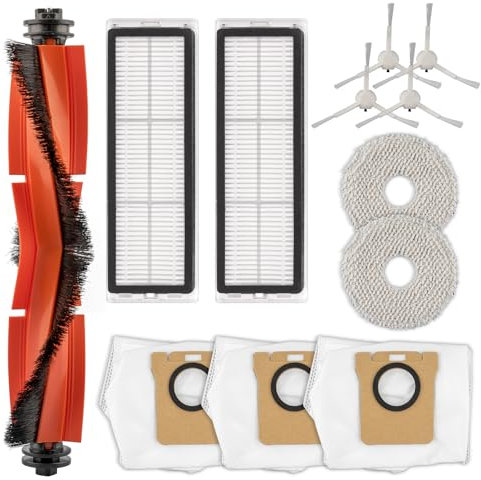 (12 Piezas) X20+ Kit De Accesorios Compatibles Con Xiaomi X20+/ X20 Plus/ 1S/ S20 Plus/ S20+/ X10+/ X20 Pro:1 Cepillo Giratorio, 4 Cepillos Laterales, 3 Bolsas Para El Polvo, 2 Filtros Hepa y 2 Mopas