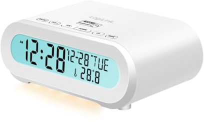 LogiLink SC0121W - Radio-Wecker mit Temperaturanzeige, Einschlaf-Timer, inkl. USB Port zum Aufladen von z.B. Handy/Tablet/eReader