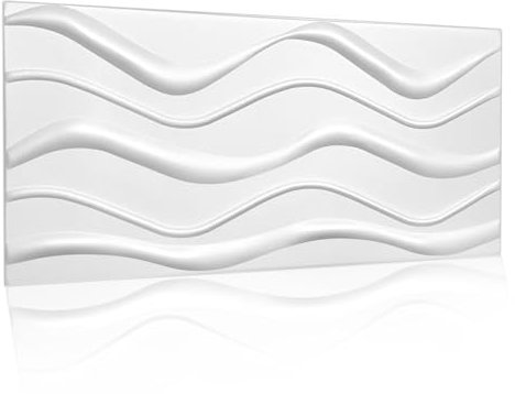 Paneele Polystyrol XPS reines Styropor – Leichte Wandverkleidung 100x50 cm – Moderne Deckenpaneele Wanddeko – Einfache Montage Big Wave Weiß .XL16m² - 32 Stück