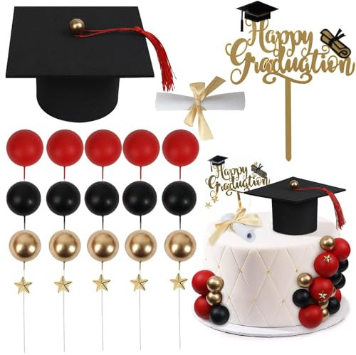 Graduation Cake Topper, 23 PCS Abschluss Tortenaufsatz, Prüfung Cupcake Deko, Abschluss Party Kuchen Dekoration, Bachelor Hut Deko für Bestandene Prüfungen, Graduation Deko (B)