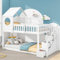 ANIROY 3FT Wood House Bunk Bed, Cabin Bed Frame, Wooden Bunk Bed Frame with Ladder and Storage Space, 90 x 190 cm (White)