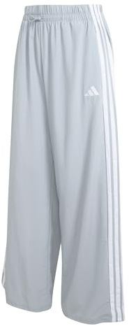 adidas Women's Essentials 3-Stripes Lifestyle Woven Parachute Pants, Halo Silver/White, S