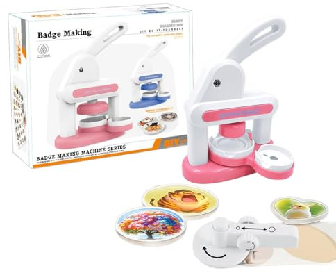 Buttonmaschine Set 55mm & 35mm - DIY Button Maker für Kinder & Erwachsene – Bastelset zum Buttons Selber Machen – Anstecker, Schlüsselanhänger, Kühlschrankmagnete, Herz-Buttons – Magnet Maker