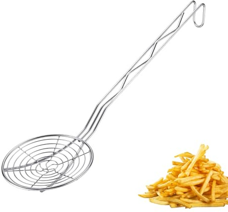Westmark Frittierlöffel Pro – Schaumlöffel Edelstahl –Schöpflöffel für Pommes & Co – Perfekt Frittieren, Blanchieren & Schöpfen – Silber, Ø 12,8 cm