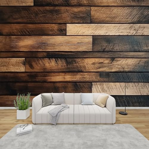 AevuCub Wood Effect Wallpaper for Living Room - Rustic Wood Wall Murals for Bedrooms, Wooden Wall Art, Non-Woven Photo Wallpaper 3D Effect, 200x140 cm