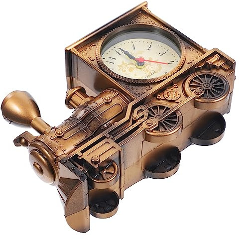 TOPPERFUN Dampflokomotive Eisenbahn Wecker als Kreative Tischuhr Leichte Abs Dekoration mit Alarm für Wohnzimmer und Schlafzimmer Zufälliger Stil