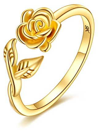 KECHO 9 Karat Gold Rosen Ring Schmuck Valentinstags Geschenk für Damen Ehefrauen Paare