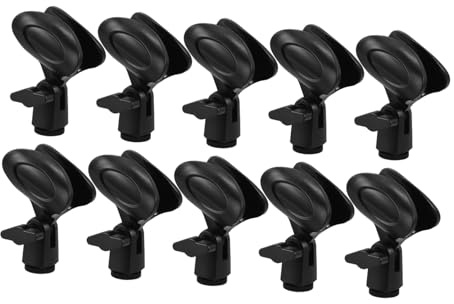 Gatuida 10pcs Adjustable Microphone Clip Holder with Quick Release Plastic Spring Mic Clamp for Broadcasting Studio Stage Use Compatible with Various Mic Stands Black