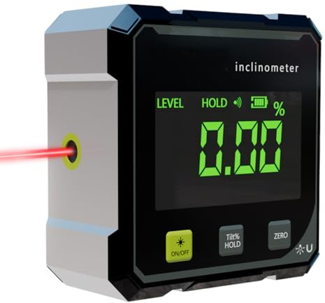 Wxeadu Livella Digitale, Goniometro Digitale con Laser, Inclinometro Digitale Ricaricabile con LED, Digital Angle Finder con 4 Lati Magnetici, Digitale Bevel Box per Lavori in Legno, Lavori, Edilizia