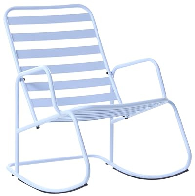 Beliani Garten-Schaukelstuhl Hellblau Aluminium Moderner | Metall, Blau, Mit Armlehnen, Sitzhöhe 48 cm, Pulverbeschichtet, Belastbarkeit 120 kg, Für den Außenbereich, 66 x 96 x 92 cm